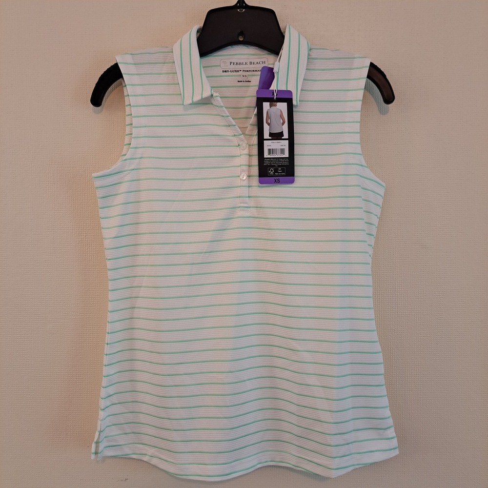 NWT Pebble‎ Beach Women's Sleeveless Polo - White, Small 1890511